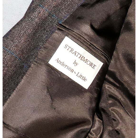 Strathmore Pure Wool Brown Plaid Suit Tailored Blazer Mens Sports Jacket 45R - Picture 3 of 5